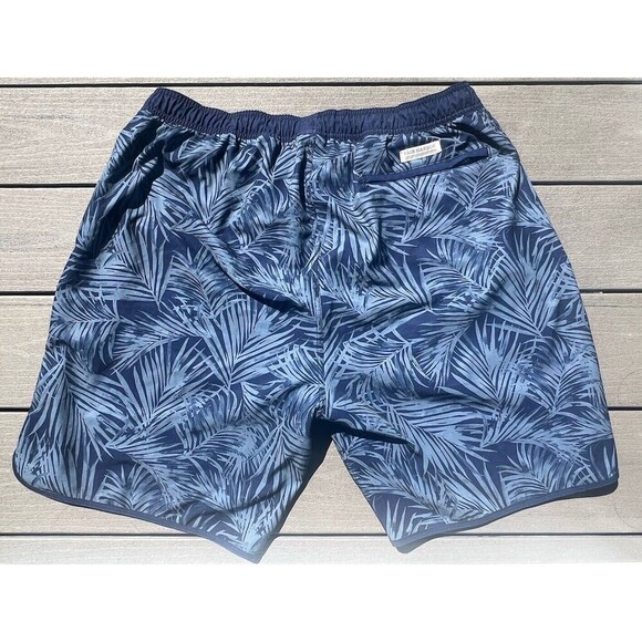 Fair Harbor Shorts Swim Trunks Palm Leaf Tree Lined Men Size 2XL Blue Drawstring - Picture 2 of 4